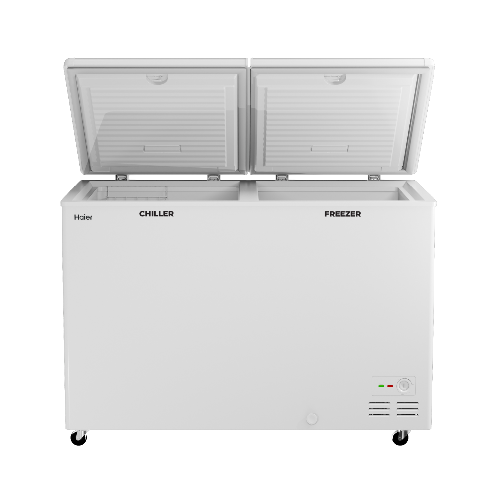Haier 550 ltr, double door -  White Colour ,Dual Compartment Combo Chest Freezer